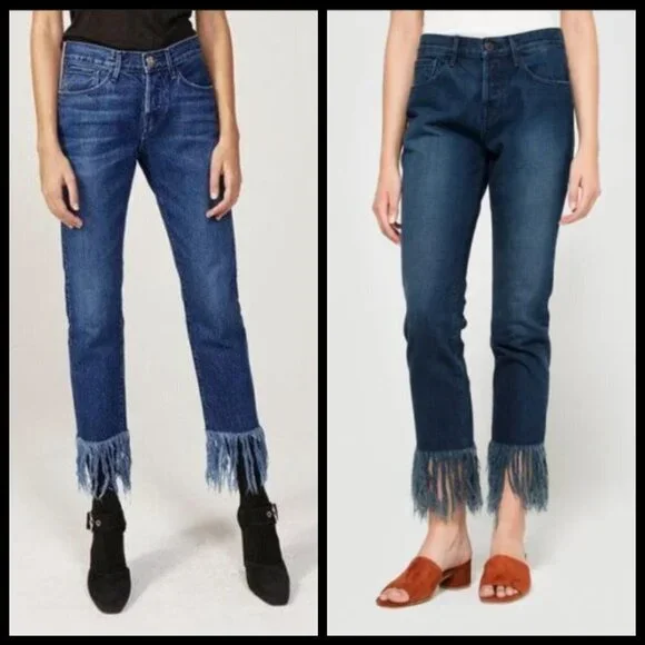 💕3x1💕 Straight Crop Fringe Jean Button Fly High Waisted Cropped ~ Lima 27 NWT